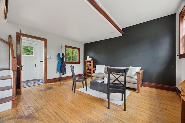 3015 22nd St, Minneapolis, MN 55406 - sitting room featuring stairway and light wood-type flooring