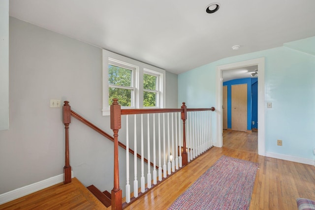 3015 22nd St, Minneapolis, MN 55406 - hallway featuring an upstairs landing and wood finished floors
