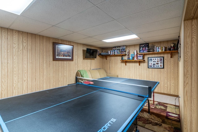 701 Mill St, Fertile, MN 56540 - recreation room with a paneled ceiling and wooden walls