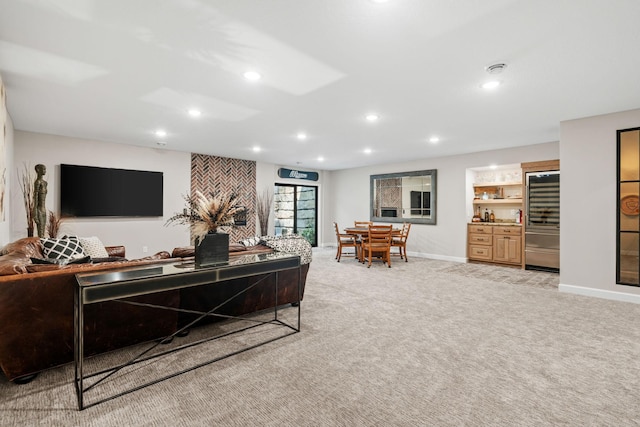 6141 Sherman Cir, Edina, MN 55436 - living area featuring light colored carpet and recessed lighting