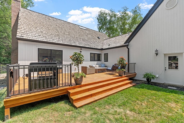 6141 Sherman Cir, Edina, MN 55436 - wooden deck with an outdoor living space and a yard