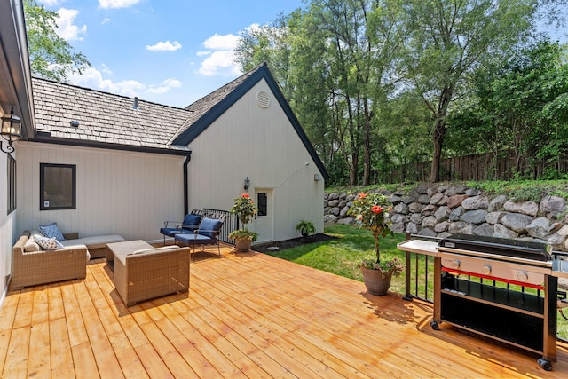6141 Sherman Cir, Edina, MN 55436 - wooden terrace featuring an outdoor living space