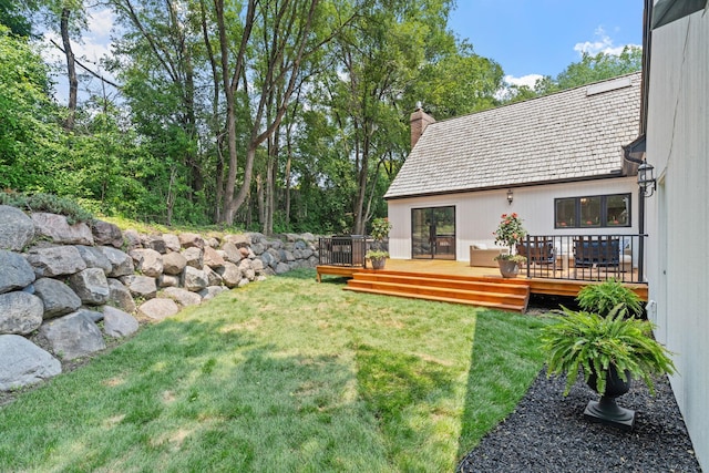 6141 Sherman Cir, Edina, MN 55436 - view of green lawn with a deck