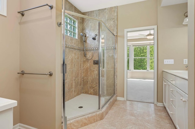 1540 Waterford Ct, Golden Valley, MN 55422 - full bathroom with vanity, baseboards, and a shower stall