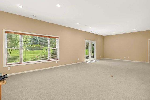 1540 Waterford Ct, Golden Valley, MN 55422 - unfurnished room with french doors, light carpet, baseboards, and recessed lighting