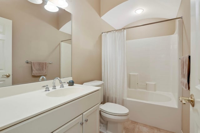 1540 Waterford Ct, Golden Valley, MN 55422 - bathroom with toilet, vanity, shower / bath combo, and tile patterned flooring