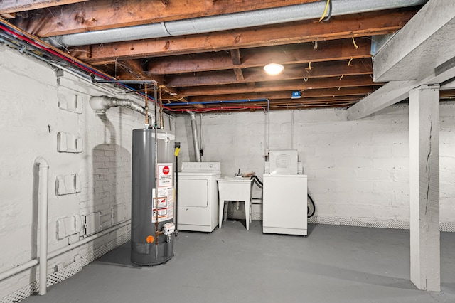 804 20th Ave E, Duluth, MN 55812 - unfinished below grade area with water heater, separate washer and dryer, and a sink