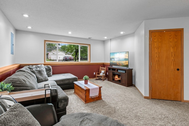 13610 Prairie Ct, Becker, MN 55308 - carpeted living room with recessed lighting and a lit fireplace
