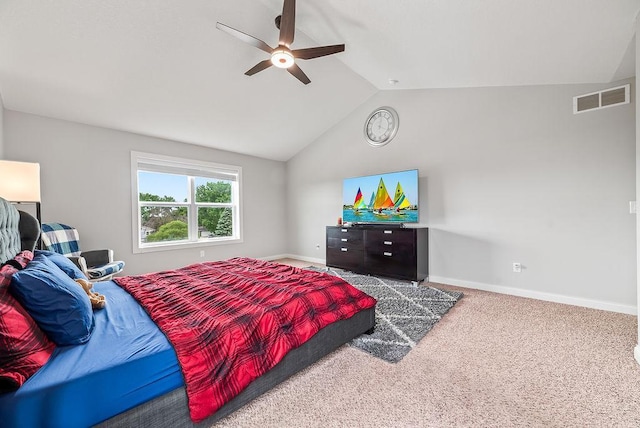 10388 188th St W, Lakeville, MN 55044 - carpeted bedroom with lofted ceiling, baseboards, and a ceiling fan