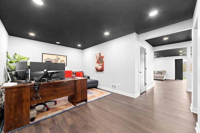 10388 188th St W, Lakeville, MN 55044 - office area with wood finished floors, baseboards, and recessed lighting