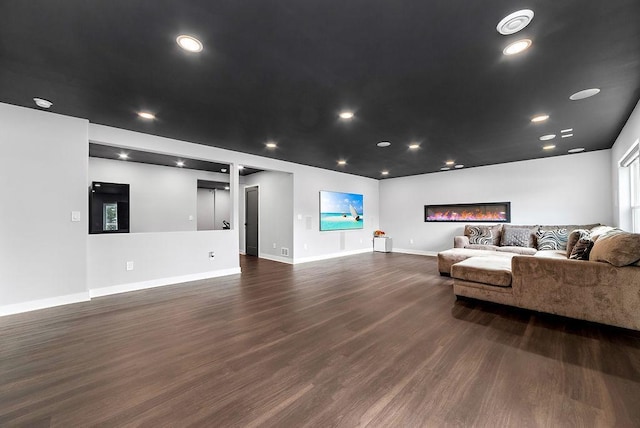 10388 188th St W, Lakeville, MN 55044 - living area with dark wood-style floors, baseboards, and recessed lighting