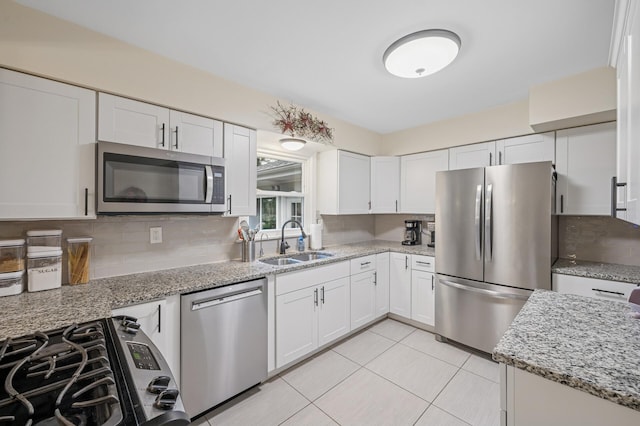 179 County Road F W, Shoreview, MN 55126 - kitchen with stainless steel appliances, white cabinets, decorative backsplash, and light stone countertops