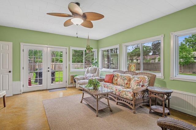 179 County Road F W, Shoreview, MN 55126 - sunroom / solarium featuring french doors and a wainscoted wall