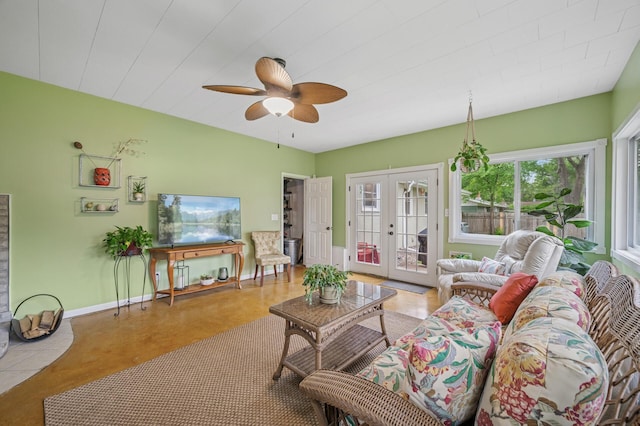 179 County Road F W, Shoreview, MN 55126 - living room featuring french doors and ceiling fan