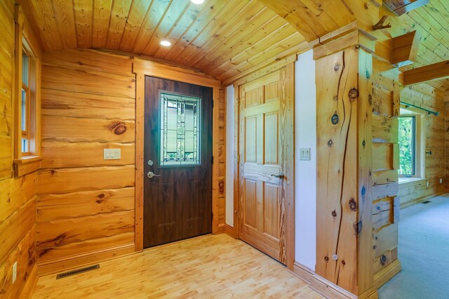 278 Vanity Dr, Shelby Twp, WI 54658 - foyer with wooden walls, wooden ceiling, and recessed lighting