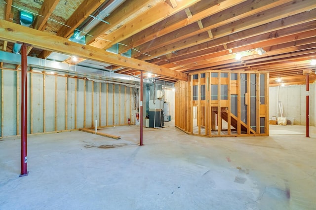 278 Vanity Dr, Shelby Twp, WI 54658 - unfinished basement featuring heating unit and gas water heater
