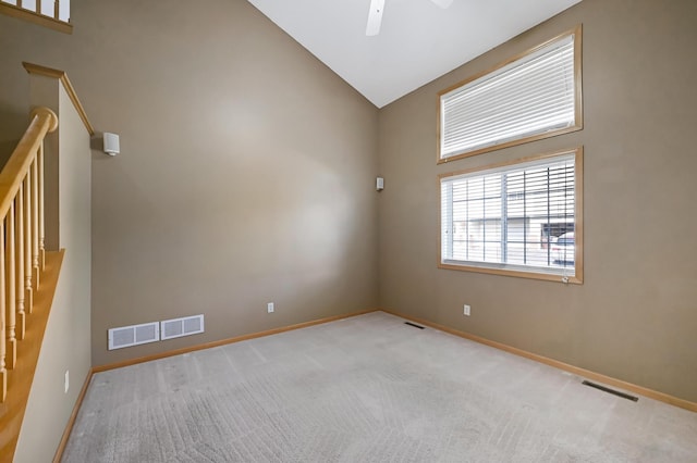 17790 66th Ave N, Maple Grove, MN 55311 - empty room featuring lofted ceiling, carpet, and ceiling fan