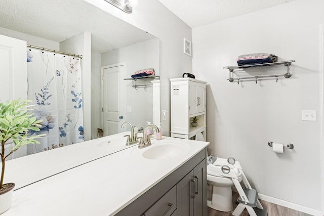 15040 Farnham Ave N, Hugo, MN 55038 - bathroom featuring vanity, wood finished floors, and a textured ceiling