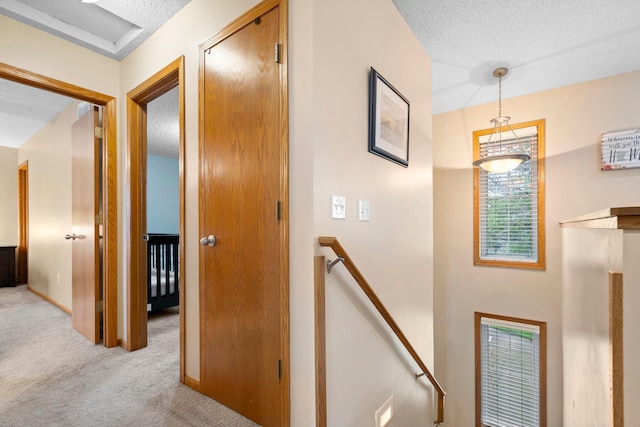 3168 Molina St, Shakopee, MN 55379 - staircase with carpet, a textured ceiling, and plenty of natural light