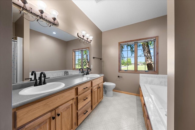 1195 64th St, Hudson, WI 54016 - bathroom featuring double vanity and a garden tub