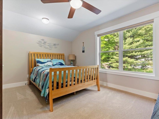 12144 Sylvan Dr SW, Sylvan Twp, MN 56473 - bedroom with lofted ceiling, carpet flooring, and a ceiling fan
