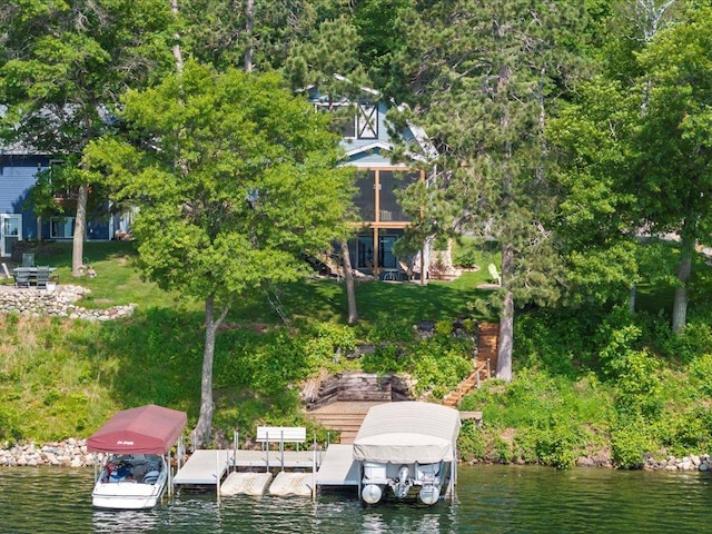 12144 Sylvan Dr SW, Sylvan Twp, MN 56473 - dock area with boat lift and a water view