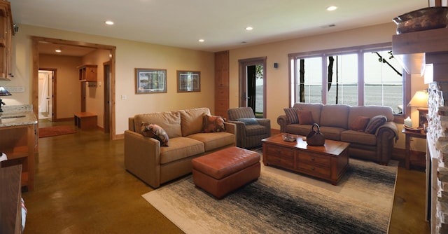 2438 Birch Point Rd, Greenwood Twp, MN 55790 - living room featuring recessed lighting and baseboards