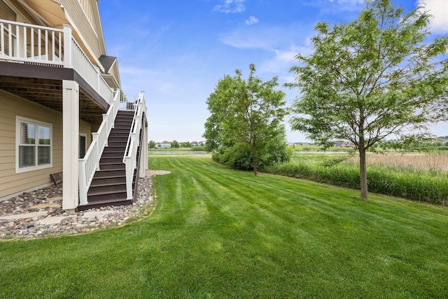 3710 Talero Curv, Chaska, MN 55318 - view of green lawn featuring stairway and a wooden deck