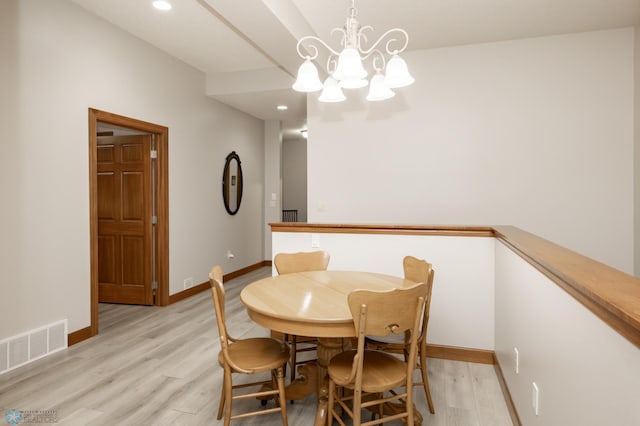 1365 Highpointe Dr N, Fargo, ND 58102 - dining space with light wood-style flooring, a chandelier, and recessed lighting