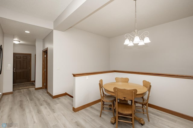 1365 Highpointe Dr N, Fargo, ND 58102 - dining area with light wood finished floors, recessed lighting, and a chandelier