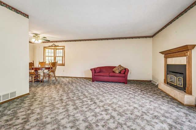 10275 Park Cir, Pine City, MN 55063 - living room with carpet floors, baseboards, a ceiling fan, and crown molding