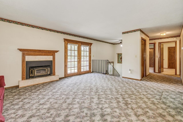 10275 Park Cir, Pine City, MN 55063 - unfurnished living room featuring carpet, ornamental molding, and baseboards