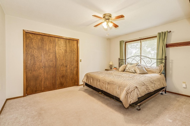 10275 Park Cir, Pine City, MN 55063 - bedroom with light carpet, baseboards, and a ceiling fan