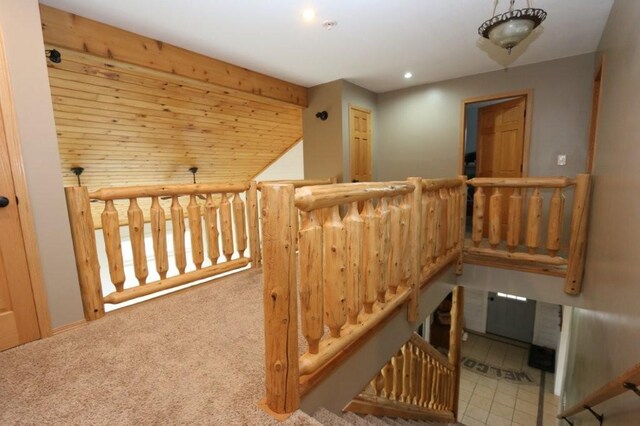 39192 460th Ave, Perham, MN 56573 - staircase featuring recessed lighting and carpet flooring