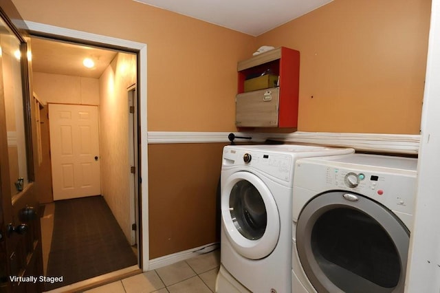 39192 460th Ave, Perham, MN 56573 - laundry area featuring independent washer and dryer and tile patterned flooring