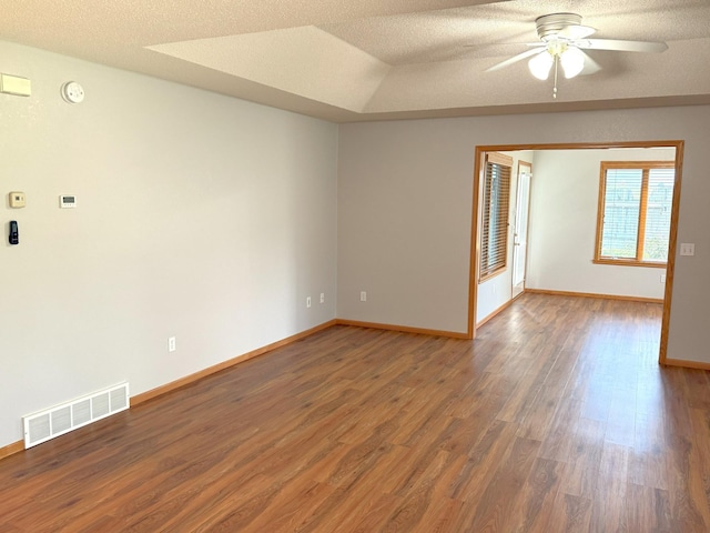1423 Fairview Ln, Little Falls, MN 56345 - empty room with ceiling fan, wood finished floors, and a textured ceiling