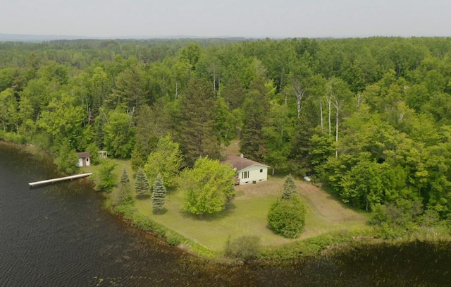 3883 Pleasant Ln, Fayal Twp, MN 55734 - aerial view of property and surrounding area featuring a heavily wooded area and a large body of water