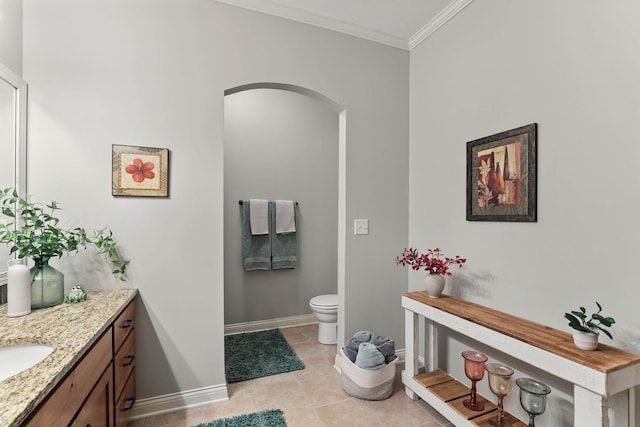 13478 Clearwater Cir, Rogers, MN 55374 - bathroom featuring vanity, ornamental molding, and tile patterned floors
