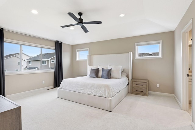 5175 White Star Ln, Woodbury, MN 55129 - bedroom with carpet flooring, baseboards, recessed lighting, and ceiling fan