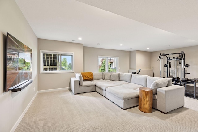 5175 White Star Ln, Woodbury, MN 55129 - living area with light colored carpet, baseboards, and recessed lighting