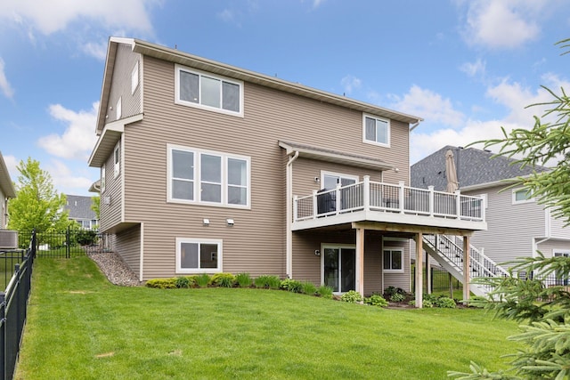 5175 White Star Ln, Woodbury, MN 55129 - back of property with a deck, stairs, and central air condition unit