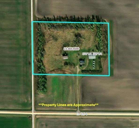 31083 County Road 4, Badger, MN 56714 - aerial overview of property's location featuring property parcel outlined