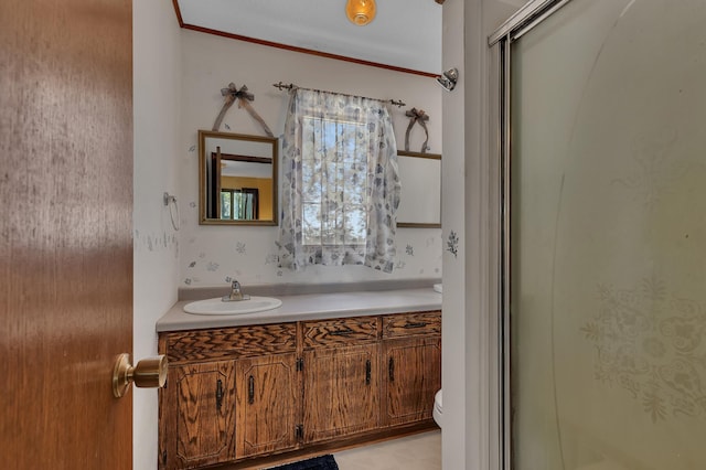 37875 600th Ave, Eden Valley, MN 55329 - bathroom with vanity and crown molding
