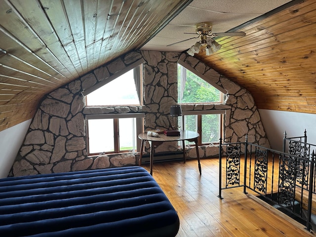 70 Lakeview Dr, Slayton, MN 56172 - bedroom with lofted ceiling, wood-type flooring, and wood ceiling
