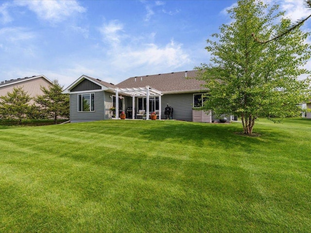 9308 Viking St, Brainerd, MN 56401 - rear view of house featuring a pergola and a yard