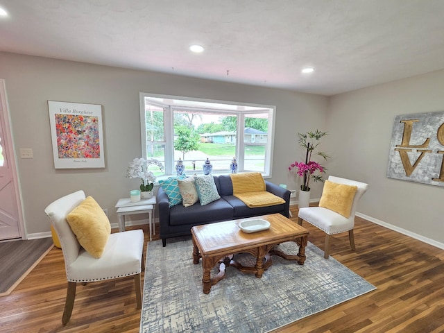 4106 Woodbine Ln N, Brooklyn Center, MN 55429 - living room with wood finished floors, baseboards, and recessed lighting