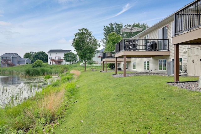 10777 181st Cir NW, Elk River, MN 55330 - view of grassy yard with a deck with water view