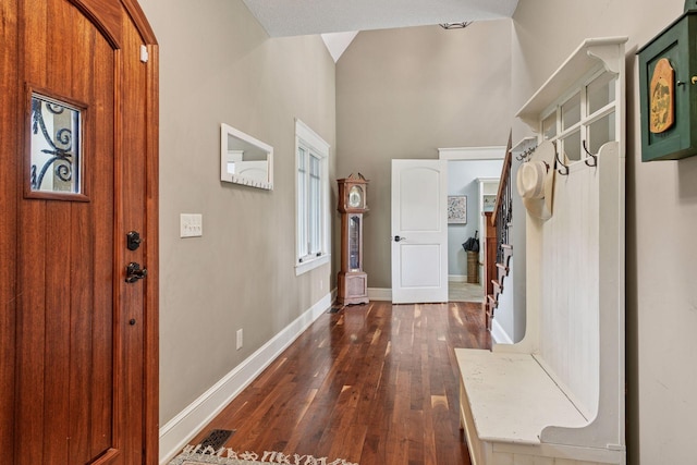 1755 Chateau Way, Minnetrista, MN 55359 - foyer entrance featuring dark wood finished floors and high vaulted ceiling