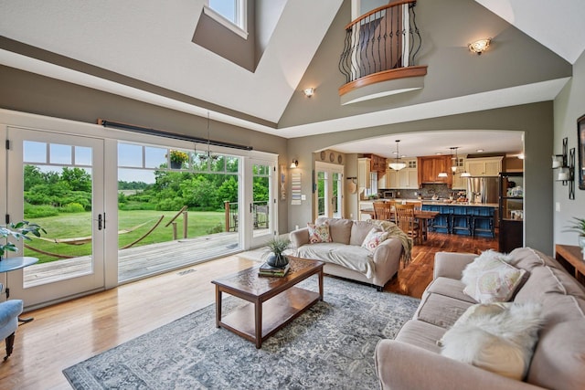 1755 Chateau Way, Minnetrista, MN 55359 - living area with high vaulted ceiling and wood finished floors
