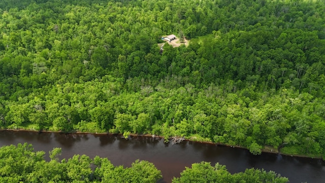 43190 Government Rd, Hinckley, MN 55037 - drone / aerial view of a heavily wooded area and a nearby body of water